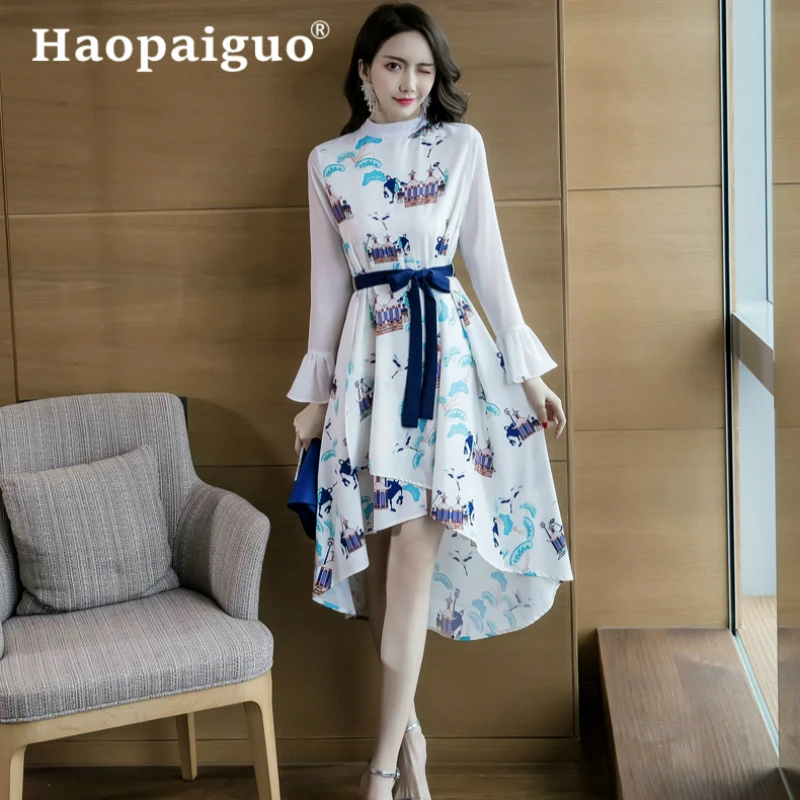 Plus Size Print Summer Korean Wrap Dress Women Flare Sleeve Asymmetrical Harajuku Streetwear Elegant Dress Women Clothes 2019
Plus Size Print Summer Korean Wrap Dress Women Flare Sleeve Asymmetrical Harajuku Streetwear Elegant Dress Women Clothes 2019