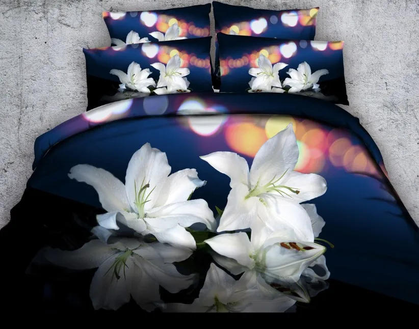 Цветочный Комплект постельного белья с объемными цветами лилии набор