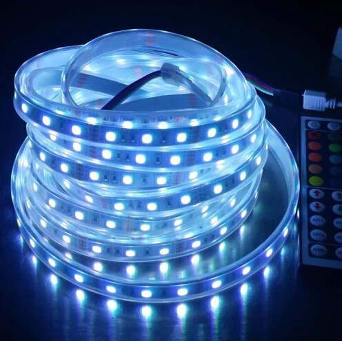 RGB LED Strip 5050 Set DC12V 60led/m RGB Strip Waterproof IP67 with 44 keys IR Remote Controller 12V 5A Power Supply