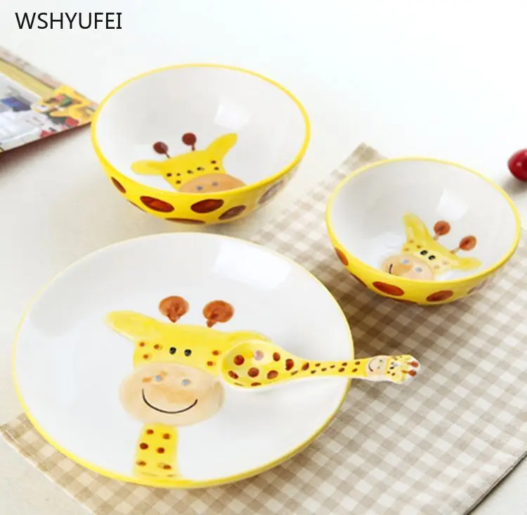 4Pcs Direct children's cutlery set creative hand-painted ceramic tableware rice bowl plate personality cartoon bowl cute home
4Pcs Direct children's cutlery set creative hand-painted ceramic tableware rice bowl plate personality cartoon bowl cute home