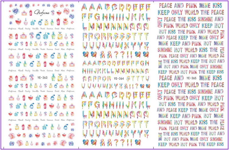 3 PACK/ LOT WATER TRANSFER DECAL NAIL ART NAIL STICKER ALPHABET LETTER PERFUME BOTTLE YE363-365
3 PACK/ LOT WATER TRANSFER DECAL NAIL ART NAIL STICKER ALPHABET LETTER PERFUME BOTTLE YE363-365