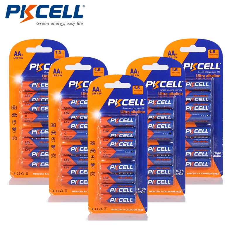 (40 Pieces) PKCELL 1.5V AA Alkaline Batteries PKCELL LR6 MN1500 Over 1000mAh 10Year life time
(40 Pieces) PKCELL 1.5V AA Alkaline Batteries PKCELL LR6 MN1500 Over 1000mAh 10Year life time