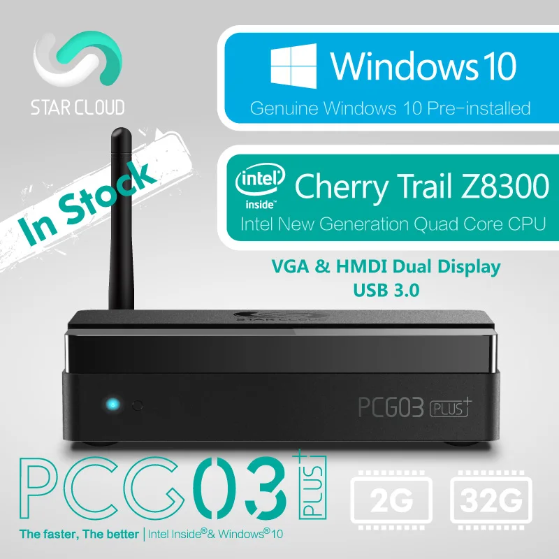Без вентилятора Оконные рамы 10 Мини ПК Desktop звезды облако pcg03 плюс 2 ГБ 32 Intel Cherry Trail