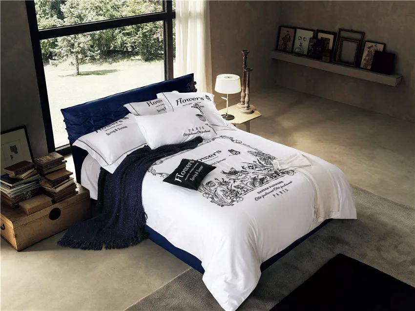 Oriental Embroidered White Grey Luxury Egyptian Cotton Silk feeling Bedding sets Queen King size Duvet cover Bed sheet set 36
Oriental Embroidered White Grey Luxury Egyptian Cotton Silk feeling Bedding sets Queen King size Duvet cover Bed sheet set 36