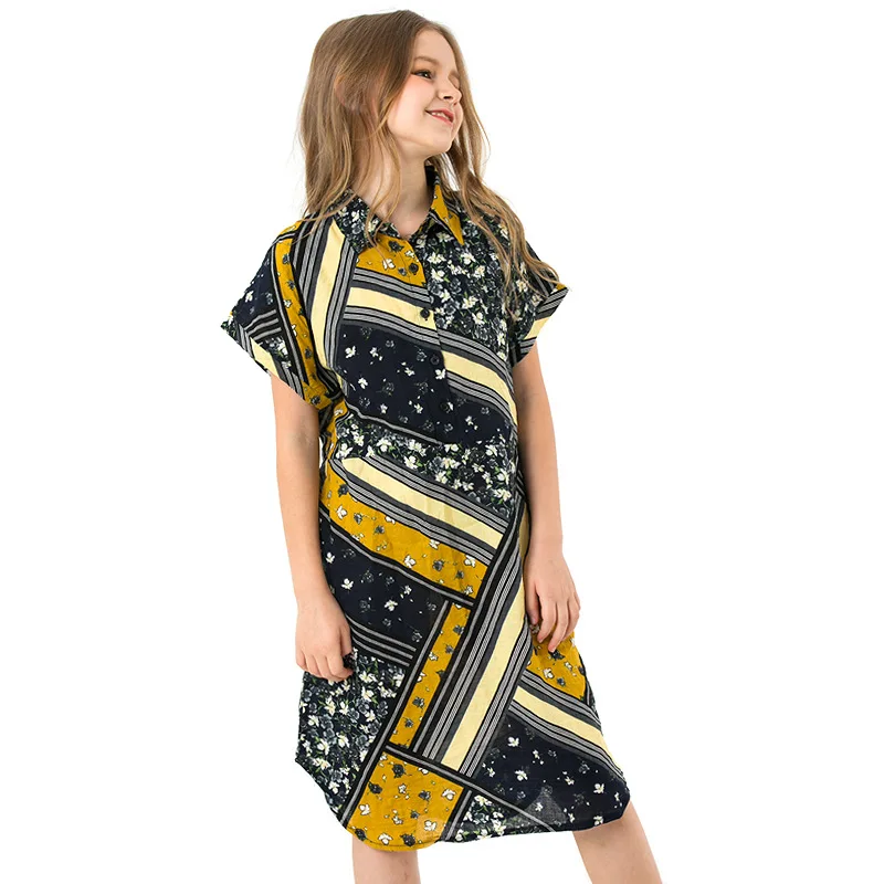 Summer Children Dress National Wind Teen Girl Children's A-line Dresses Chiffon Middle East Floral Vestidos Turndown Collar
Summer Children Dress National Wind Teen Girl Children's A-line Dresses Chiffon Middle East Floral Vestidos Turndown Collar