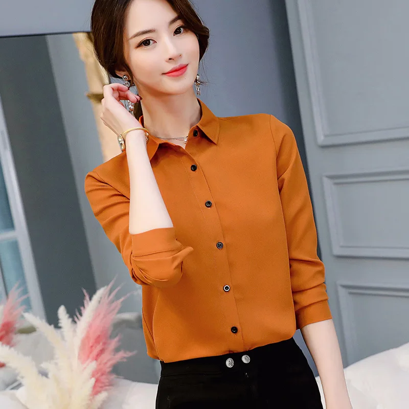 Spring Summer Women Tops Long Sleeve Casual Chiffon Blouse Female V-Neck Work Wear Solid Color White Office Shirts For Women 
Spring Summer Women Tops Long Sleeve Casual Chiffon Blouse Female V-Neck Work Wear Solid Color White Office Shirts For Women