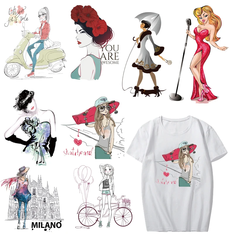 Fashion Girl Patch Iron-on Transfers Bike Letter Patches for Clothing DIY Shirt Applique Heat Transfer Vinyl Stickers on Clothes
Fashion Girl Patch Iron-on Transfers Bike Letter Patches for Clothing DIY Shirt Applique Heat Transfer Vinyl Stickers on Clothes