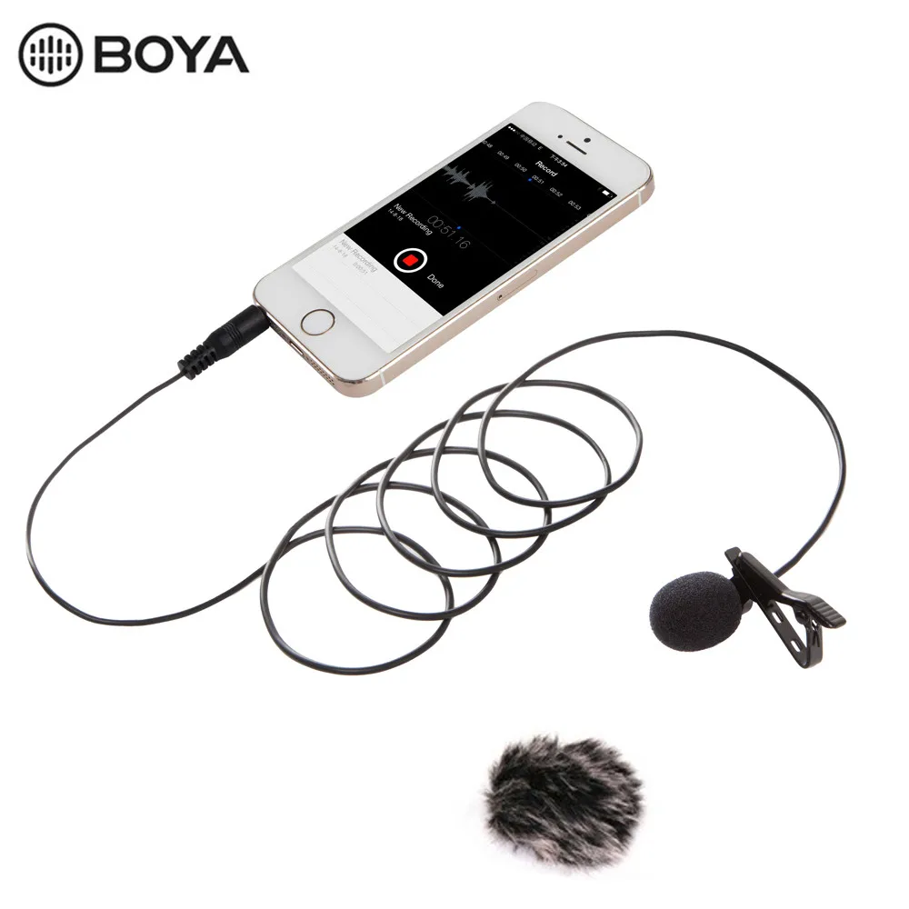 BOYA BY LM10 смартфон Аудио Видео Запись всенаправленный Lavalier микрофон для iPhone 6 6s 5 4s