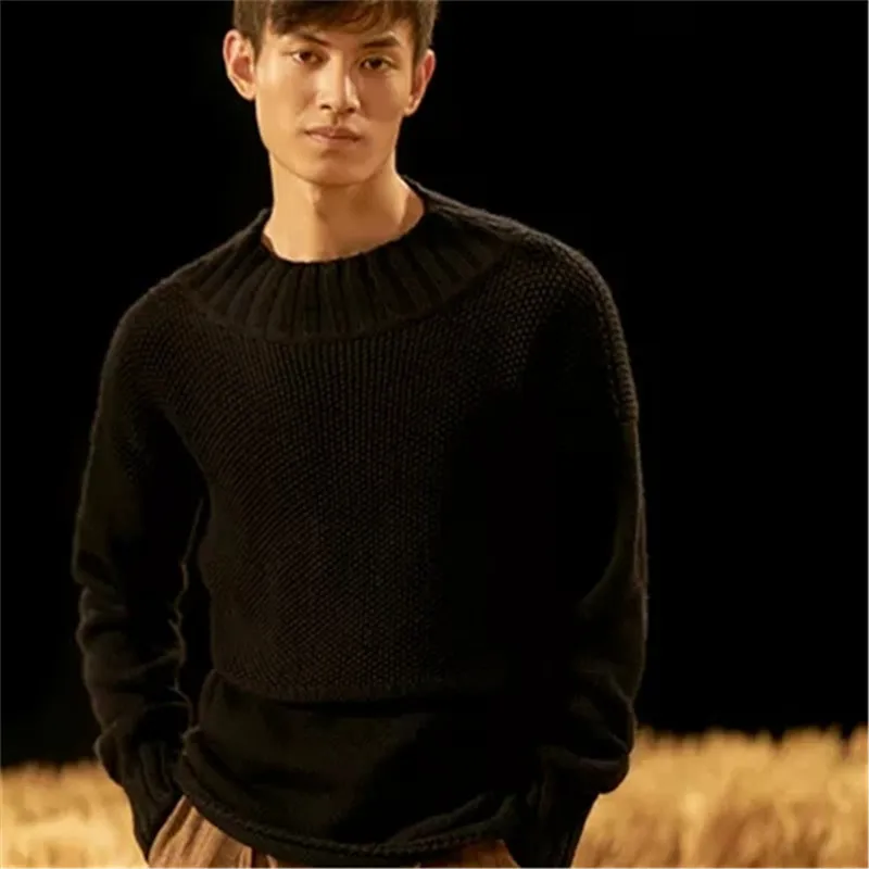 100% hand made pure wool Oneck knit men fashion solid loose pullover sweater black 5color customized
100% hand made pure wool Oneck knit men fashion solid loose pullover sweater black 5color customized