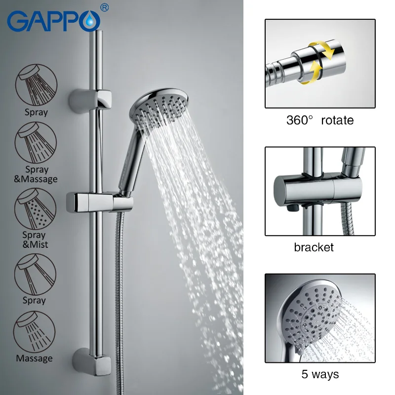 GAPPO 1Set High quality Wall Mounted Hand Shower set Stainless steel Slide Bar with 5Mode hand held shower in 1.5M hose GA8006
GAPPO 1Set High quality Wall Mounted Hand Shower set Stainless steel Slide Bar with 5Mode hand held shower in 1.5M hose GA8006