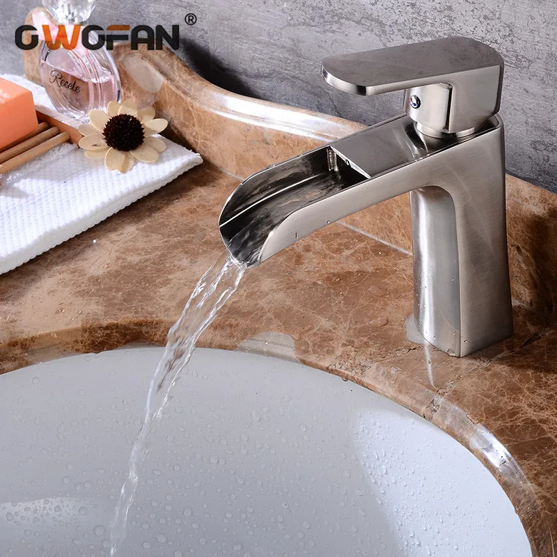 Bathroom Waterfall Brushed Nickel Basin Faucets Single handle Short Style Basin Mixer Bath Faucet Brass Sink Taps S79-380
Bathroom Waterfall Brushed Nickel Basin Faucets Single handle Short Style Basin Mixer Bath Faucet Brass Sink Taps S79-380