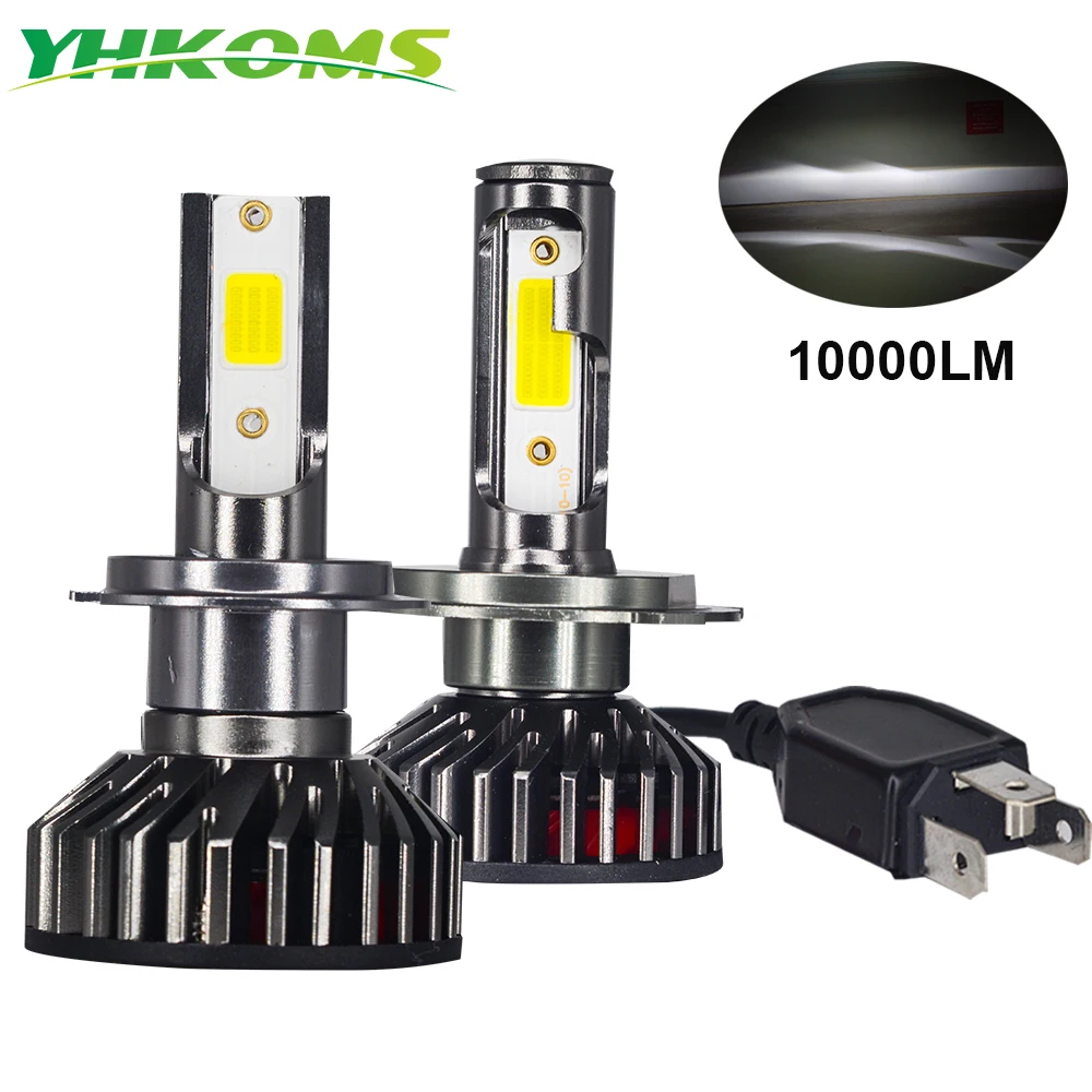 Светодиодный мини налобный фонарь YHKOMS H7 H4 H1 H8 H9 H11 9005 HB3 9006 HB4 3000K 4300K 5000K 6500K 8000K 80 Вт