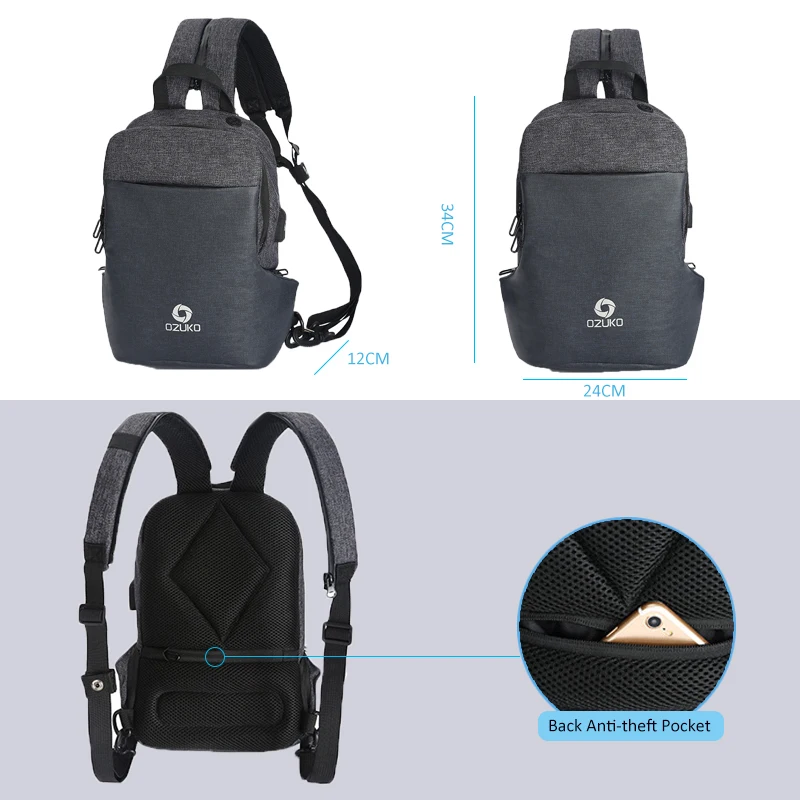 OZUKO 9067 Man Shoulder Bag USB Charging Sling Messenger Bag Chest Pack Fit 9.7" iPad Crossbody Bags for Men Summer Short Trip
OZUKO 9067 Man Shoulder Bag USB Charging Sling Messenger Bag Chest Pack Fit 9.7" iPad Crossbody Bags for Men Summer Short Trip
