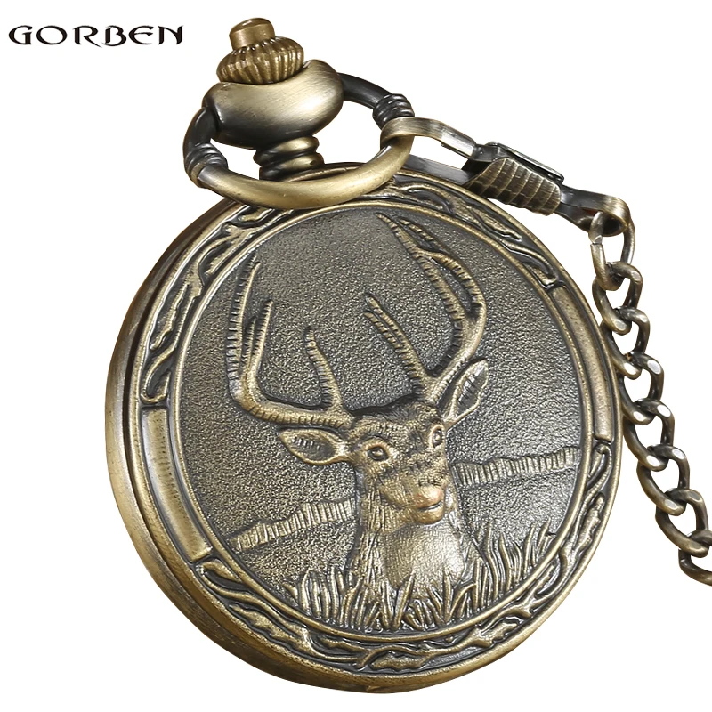 Vintage Quartz Pocket FOB watch Antique Deer with Pendant necklace Bronze Boys Pocket watch chain for Men Gifts Relogio De Bolso
Vintage Quartz Pocket FOB watch Antique Deer with Pendant necklace Bronze Boys Pocket watch chain for Men Gifts Relogio De Bolso