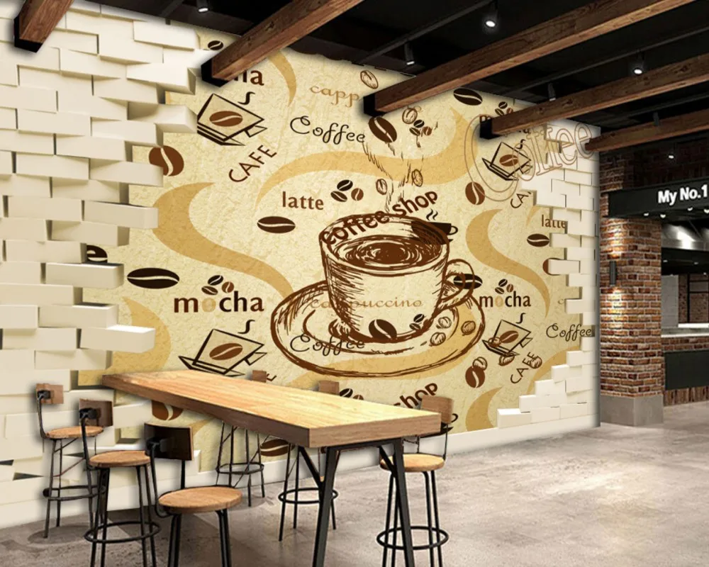 Free Shipping 3D Retro Vintage Cafe Restaurant Background Wall Painting Custom Hotel Wallpaper Kitchen Cheap Mural Best Supplier |