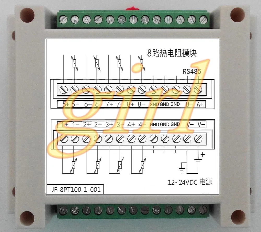 

8 way temperature collection, Pt100 module, support Modbus-RTU Kingview.