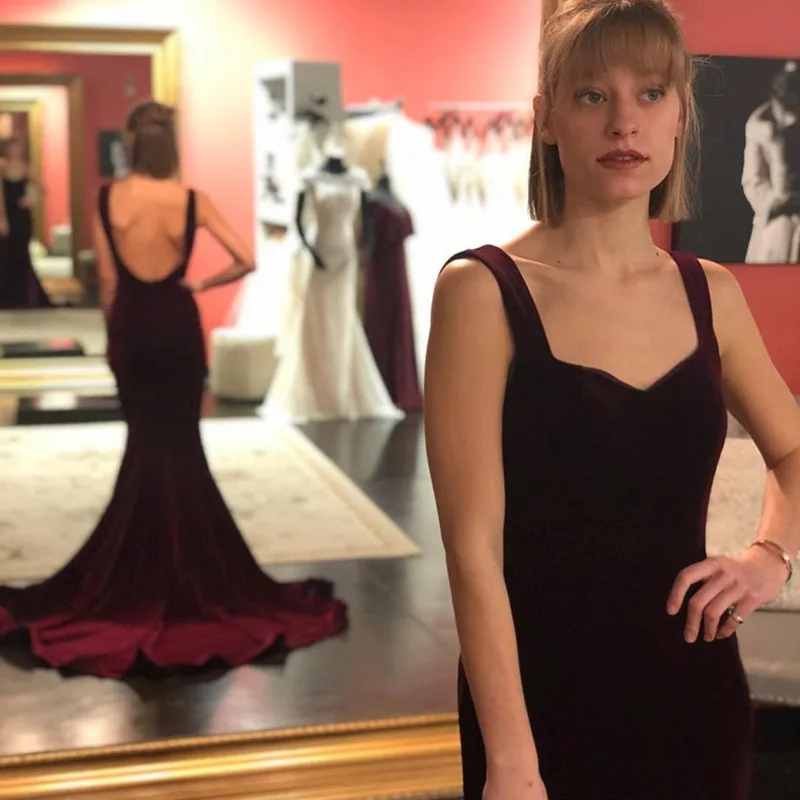 Luxury Velvet Burgundy Mermaid Evening Dresses 2019 Long Sweep Train Floor-length Formal Prom Party Dress for Women Robe de S
Luxury Velvet Burgundy Mermaid Evening Dresses 2019 Long Sweep Train Floor-length Formal Prom Party Dress for Women Robe de S
