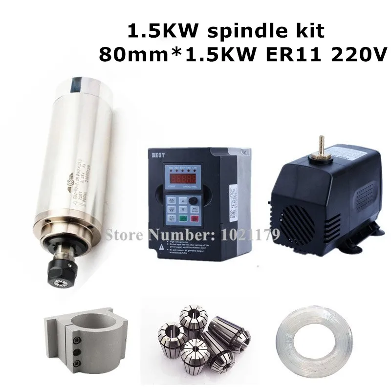 1.5kw spindle kit 220v 380V 80mm 1500w CNC milling spindle motor+1.5kw inverter+80mm spindle clamp+75w pump+5m pipes+13pcs ER11
1.5kw spindle kit 220v 380V 80mm 1500w CNC milling spindle motor+1.5kw inverter+80mm spindle clamp+75w pump+5m pipes+13pcs ER11