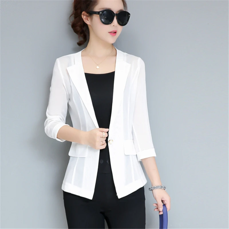 2020 Spring Summer New Slim small Suit Short transparent seven-point sleeves Women Suit Fashion Casual Korean Top W036
2020 Spring Summer New Slim small Suit Short transparent seven-point sleeves Women Suit Fashion Casual Korean Top W036