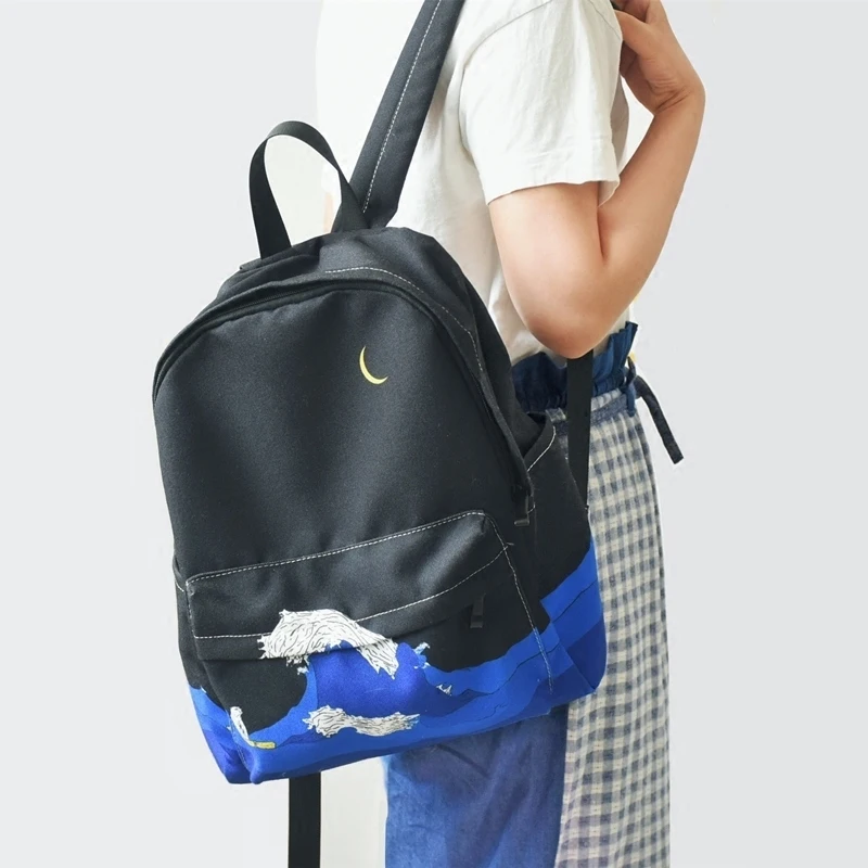 Moon Wood Women Backpack Black Blue Travel Bag Print Sea Moon Casual Canvas Backpack School Bags For Teenager Girls Sac
Moon Wood Women Backpack Black Blue Travel Bag Print Sea Moon Casual Canvas Backpack School Bags For Teenager Girls Sac