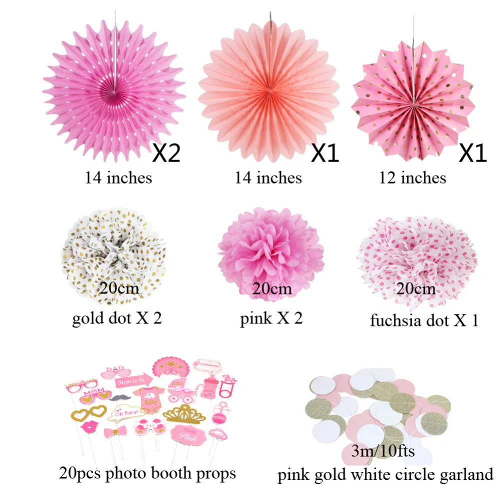 (Gold Pink White) Baby Shower Party Decoration Kit Gender Reveal Party Photo Props Circle Garland Paper Fans Princess Party
(Gold Pink White) Baby Shower Party Decoration Kit Gender Reveal Party Photo Props Circle Garland Paper Fans Princess Party