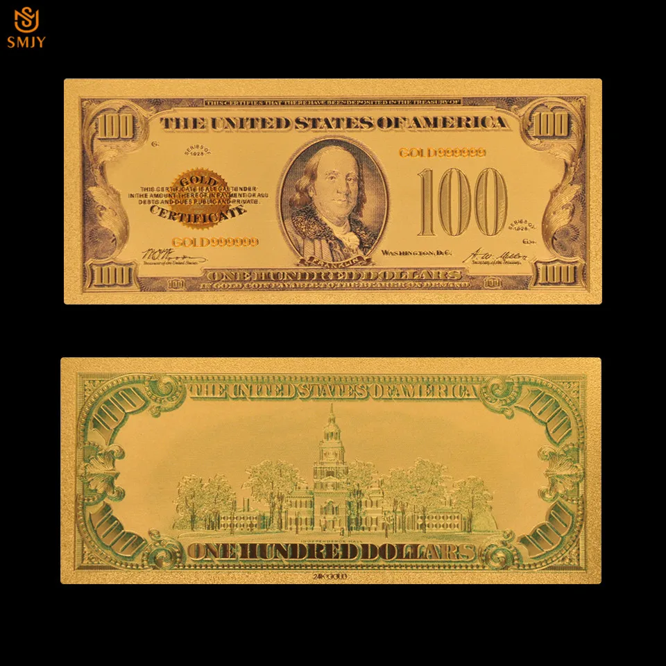 1928 Color US Banknotes 100 Dollar Money 24kin Gold Plated Fake Currency Paper Banknote Collections
1928 Color US Banknotes 100 Dollar Money 24kin Gold Plated Fake Currency Paper Banknote Collections