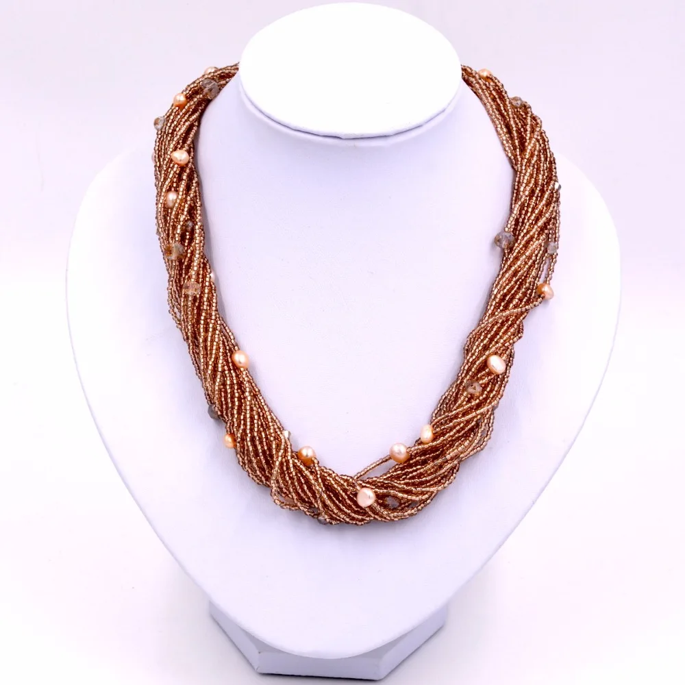 Классический пресноводный жемчуг и чешский бисер колье|choker necklace|beaded chokernecklace necklace