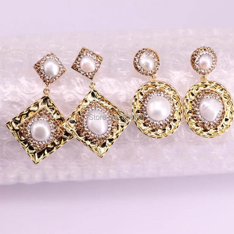 6Pair gold color pave rhinestone freshwater pearl beads drop/square/ oval shape dangle earring for women
6Pair gold color pave rhinestone freshwater pearl beads drop/square/ oval shape dangle earring for women