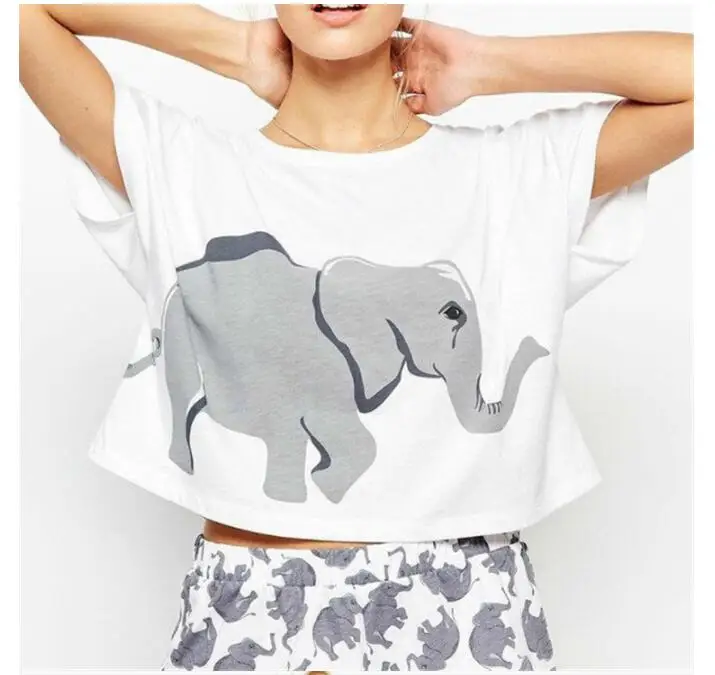 Cute Elephant Print T Shirt Women Summer Animal Short Sleeve Tshirts Harajuku Tees Female White O-Neck Casual Tops
Cute Elephant Print T Shirt Women Summer Animal Short Sleeve Tshirts Harajuku Tees Female White O-Neck Casual Tops