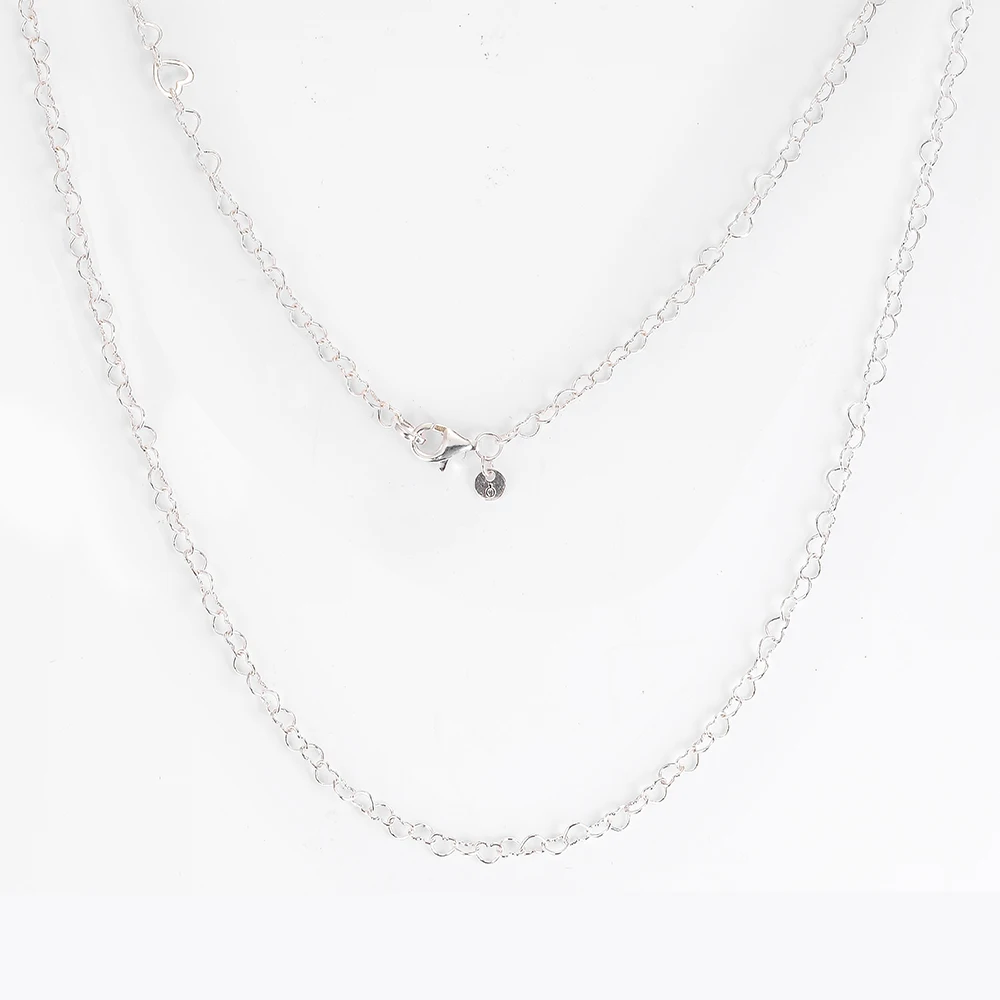 

CKK Joined Hearts Necklace Kolye Choker Women Jewelry Collares de moda 925 Sterling Silver Chain Colar bijoux Femme Collier
