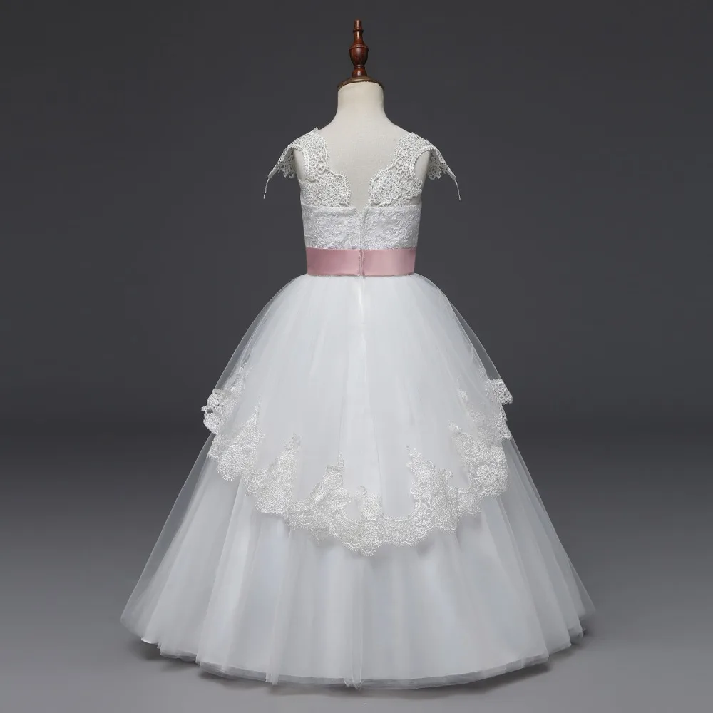 Кружевное Сетчатое платье с цветочным узором и блестками для девочек Пышное