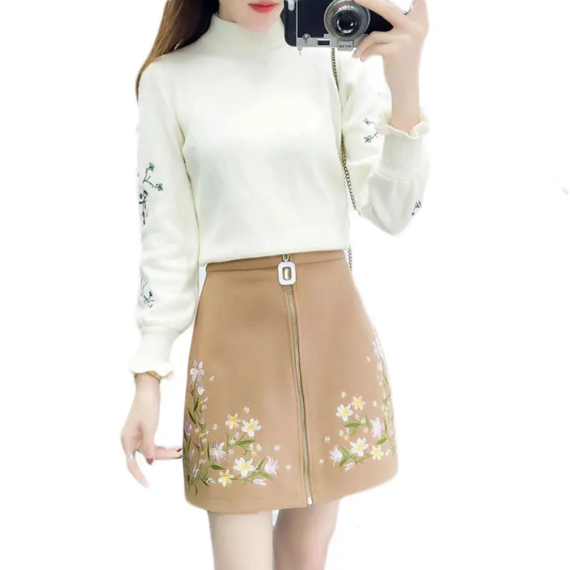 Autumn Winter 2019 Women Pullovers Sweater & Heavy Embroidery 3D Skirt Outfit Lady Top Floral Vestido 2 Pcs Clothing Set S M XL
Autumn Winter 2019 Women Pullovers Sweater & Heavy Embroidery 3D Skirt Outfit Lady Top Floral Vestido 2 Pcs Clothing Set S M XL