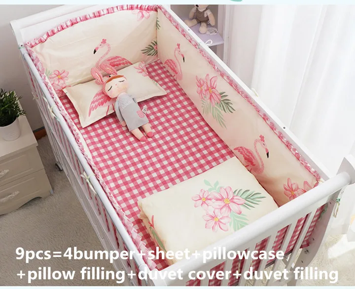 6/9PCS Flamingo 100% Cotton Unisex Baby Crib Sheets Bedding Cot Set Bedding Bumper Sets
6/9PCS Flamingo 100% Cotton Unisex Baby Crib Sheets Bedding Cot Set Bedding Bumper Sets