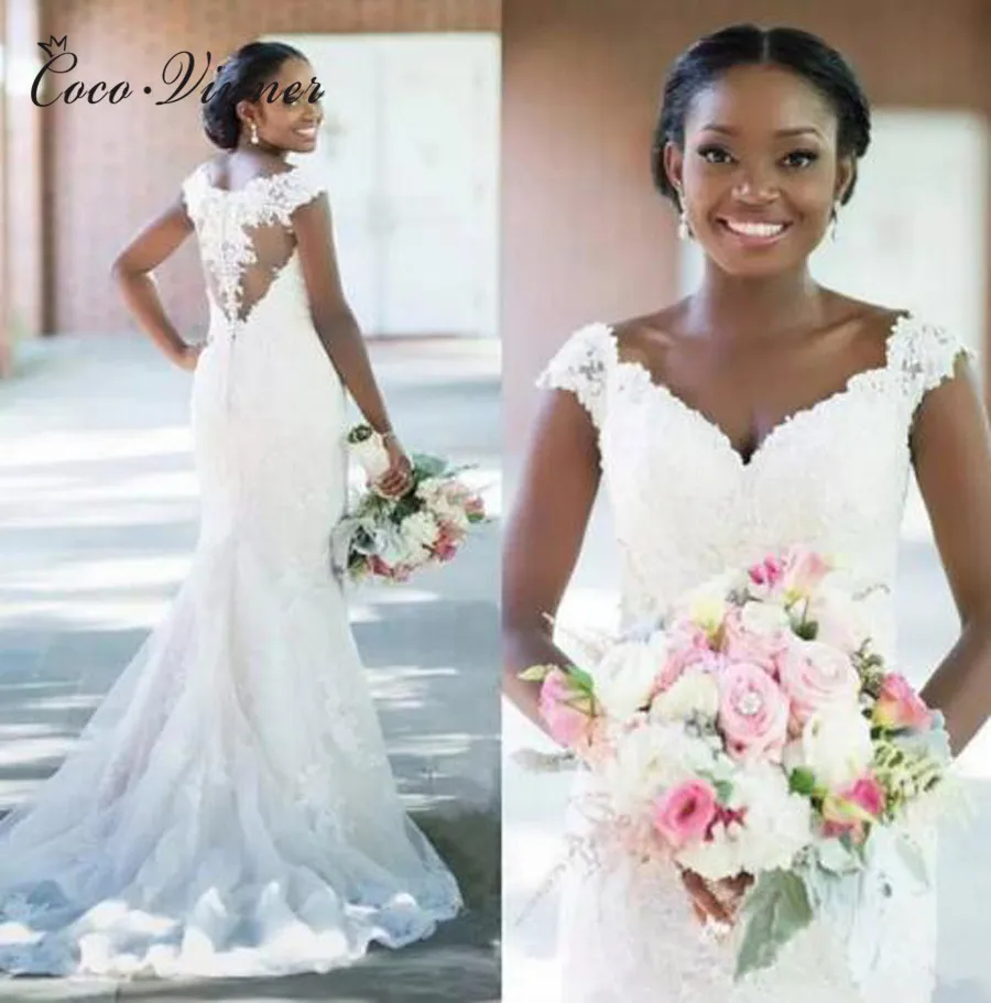 Double Shouler Short Sleeve White Wedding dresses Mermaid Style Illusion Back Lace Appliques Wedding Gowns Bride Dress W0399
Double Shouler Short Sleeve White Wedding dresses Mermaid Style Illusion Back Lace Appliques Wedding Gowns Bride Dress W0399