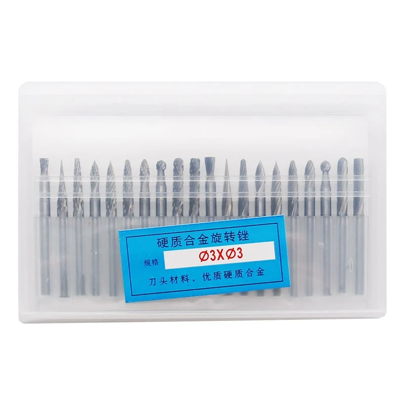 XINGWEIANG 20Pcs/set 1/8 Inch 3mm Shank Tungsten Carbide Rotary Burr Milling Cutter Mill
XINGWEIANG 20Pcs/set 1/8 Inch 3mm Shank Tungsten Carbide Rotary Burr Milling Cutter Mill