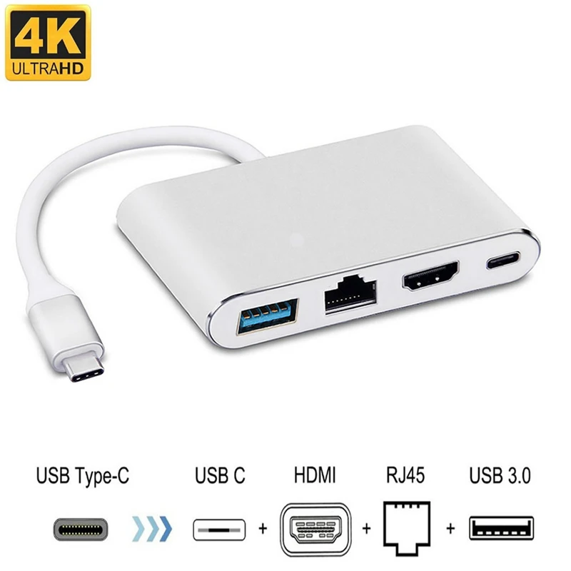 Maikou 4-в-1 USB 3.0 Type-C к 4K HDMI, USB 3,1, порт Ethernet RJ45, зарядное устройство адаптера Type-C-Серебристый
Maikou 4-в-1 USB 3.0 Type-C к 4K HDMI, USB 3,1, порт Ethernet RJ45, зарядное устройство адаптера Type-C-Серебристый
