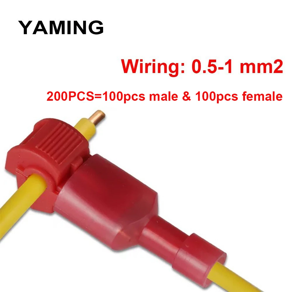 Red T Shape Terminal Wiring Connector 10A Universal Quick Connection Soft Wire Splice 0.5-1mm2 Male And Female 200PCS(100Set)
Red T Shape Terminal Wiring Connector 10A Universal Quick Connection Soft Wire Splice 0.5-1mm2 Male And Female 200PCS(100Set)
