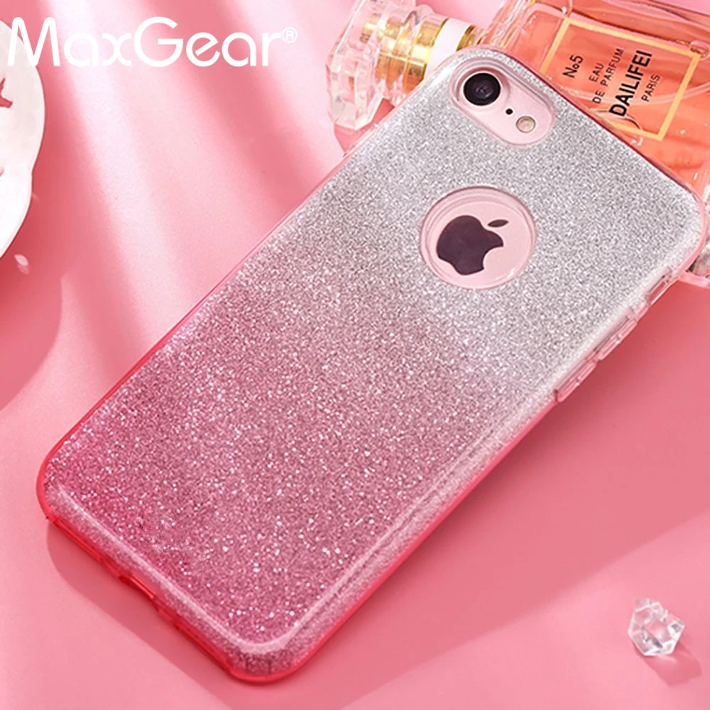 MaxGear Phone Cases for iPhone 5 5S SE 6 7 Plus Bling Glitter Gradient Case TPU Silicone+PC 6S |
