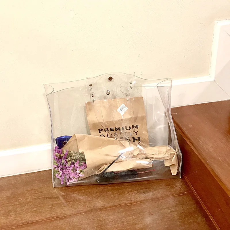 PVC Summer Beach Clear Jelly Tote Bags Large Size Women Transparent Handbags for Shopping Chic Casual Shoulder Bag
PVC Summer Beach Clear Jelly Tote Bags Large Size Women Transparent Handbags for Shopping Chic Casual Shoulder Bag