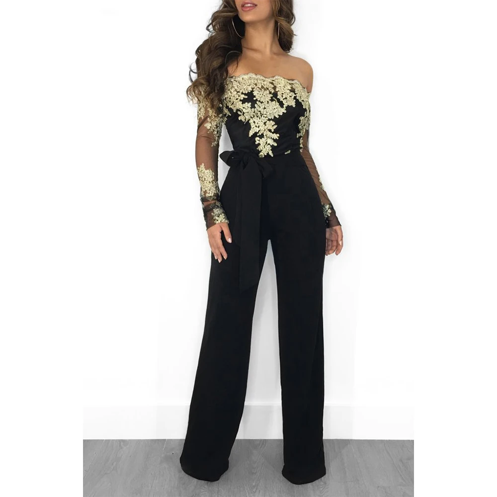 Appliques Lace Patchwork Jumpsuit Women Sexy Off Shoulder Slash Neck Long Sleeve Women Jumpsuit Elegant Wide Leg Jumpsuit 3XL
Appliques Lace Patchwork Jumpsuit Women Sexy Off Shoulder Slash Neck Long Sleeve Women Jumpsuit Elegant Wide Leg Jumpsuit 3XL