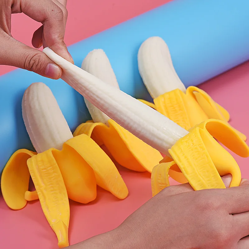 13 см Забавный пилинг банан разминаемая декомпрессия игрушка Удлиняемая TPR