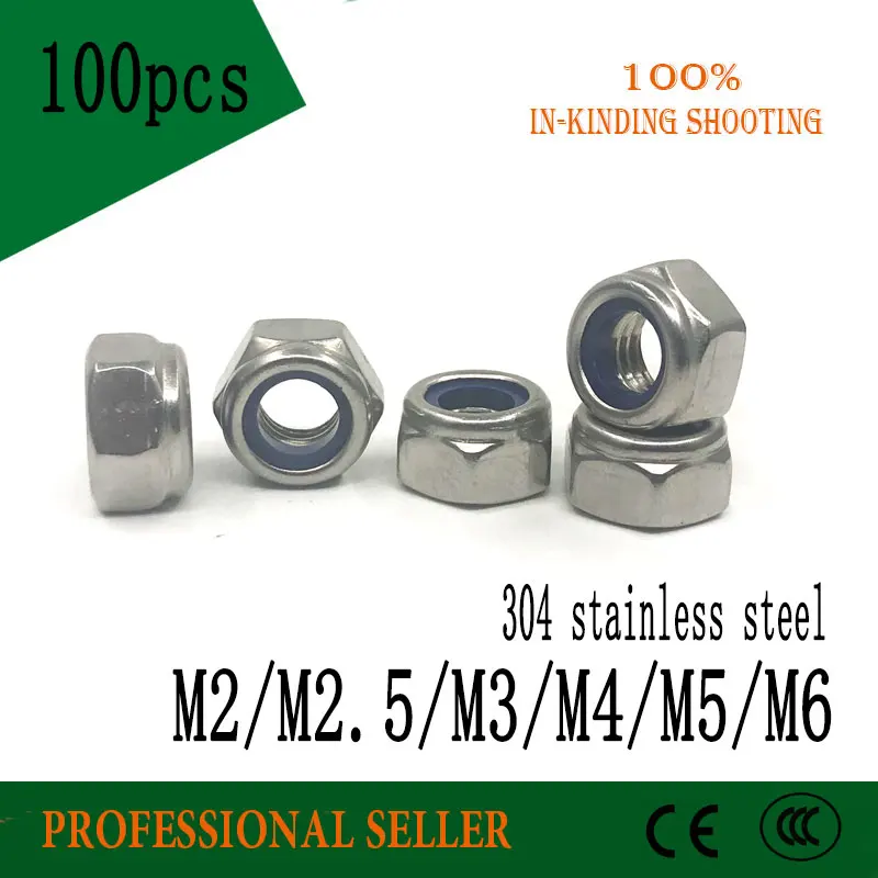 100pcs M2 M2.5 M3 M4 M5 M6 304 stainless Steel Nylon Insert Hex Lock Nuts A2 Hexagon Nyloc Self Locking Nut
100pcs M2 M2.5 M3 M4 M5 M6 304 stainless Steel Nylon Insert Hex Lock Nuts A2 Hexagon Nyloc Self Locking Nut