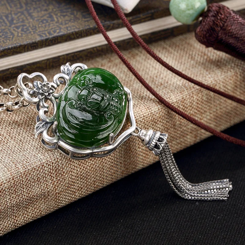 2018 Top Fashion Jasper New S925 Pure Inlay Hetian In Front Of Bats Tassel Female Wholesale Sweater Chain Pendant
2018 Top Fashion Jasper New S925 Pure Inlay Hetian In Front Of Bats Tassel Female Wholesale Sweater Chain Pendant