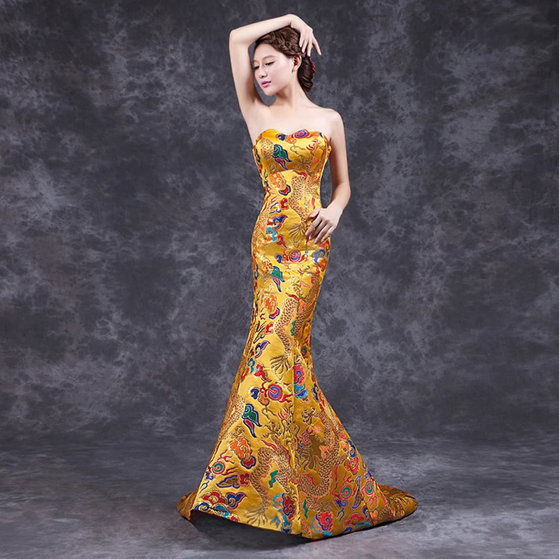 Fashion Yellow Cheongsam Chinese Traditional Dress Long Qipao Evening Gowns China Slim Retro Qi Pao Women Antique Dresses
Fashion Yellow Cheongsam Chinese Traditional Dress Long Qipao Evening Gowns China Slim Retro Qi Pao Women Antique Dresses