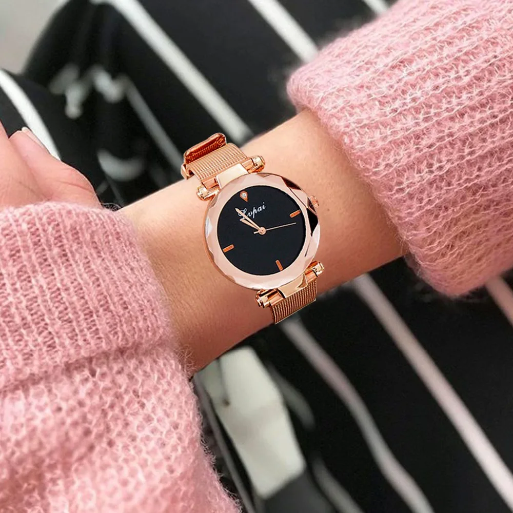 Лучшие продажи женские часы модные классические роскошные розовые Аналоговые