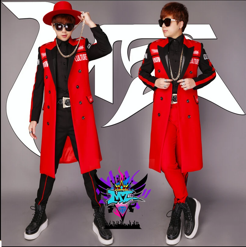 Free Shipping The New Nightclub Singer Men Double-breasted Long Section Of Red And Black Letters Suit Costumes / S-3xl
Free Shipping The New Nightclub Singer Men Double-breasted Long Section Of Red And Black Letters Suit Costumes / S-3xl