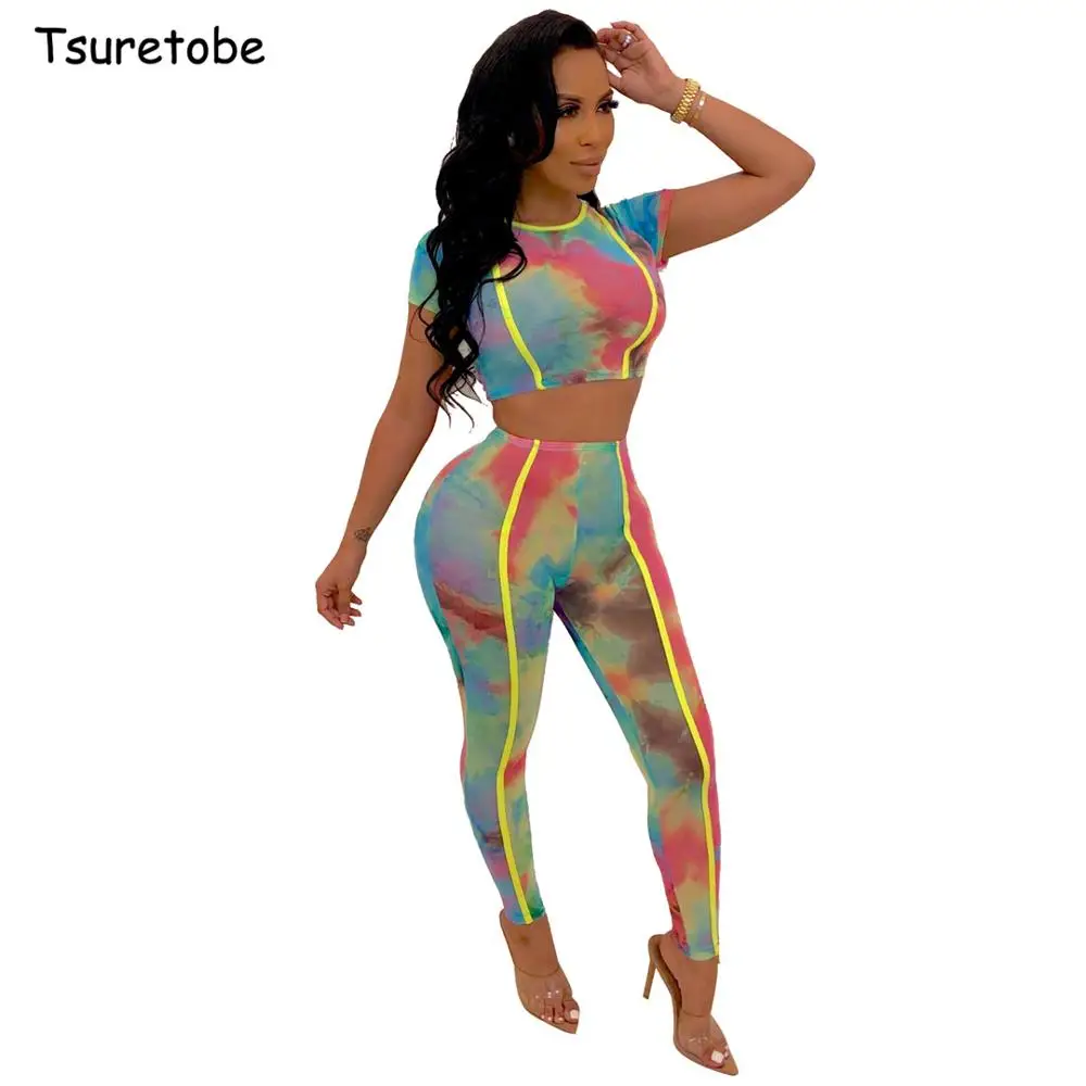 Tsuretobe Bodycon Tie Dye Two Piece Set Woman Summer Elastic Crop Top And High Waist Pants Lady Casual Tracksuit Female Outfits
Tsuretobe Bodycon Tie Dye Two Piece Set Woman Summer Elastic Crop Top And High Waist Pants Lady Casual Tracksuit Female Outfits