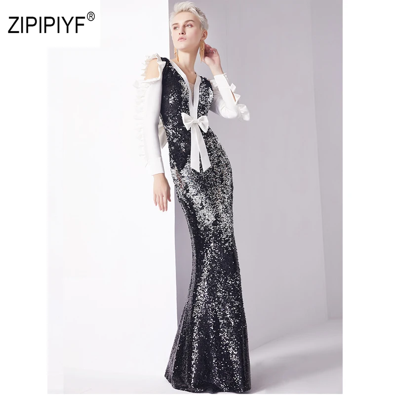 Original Bowknot Women's Elegant Butterfly Sleeves Black&White Patchwork Sequins Maxi Dress Runway Deep V-NECK Party Dress AB287
Original Bowknot Women's Elegant Butterfly Sleeves Black&White Patchwork Sequins Maxi Dress Runway Deep V-NECK Party Dress AB287