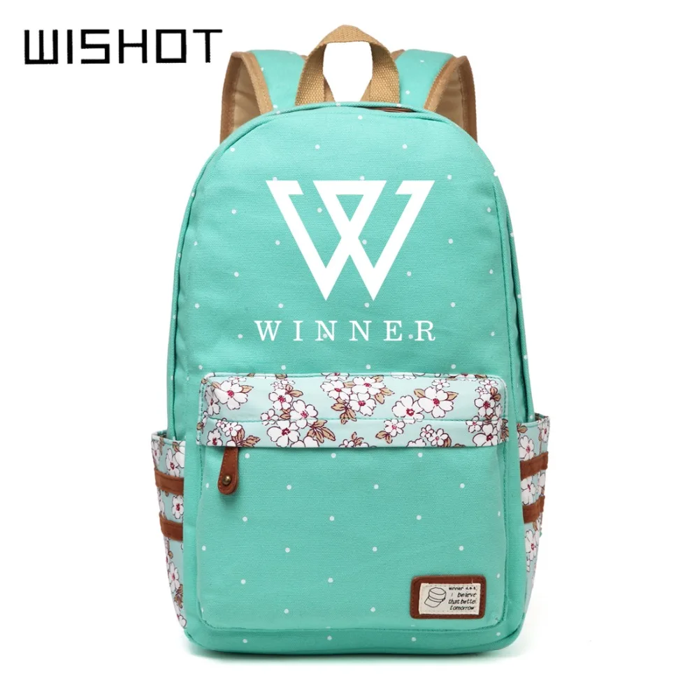 WISHOT рюкзак KPOP пенал набор Холщовая Сумка EXO Shinee VIXX Fan поддержка EXO1 цветы волна