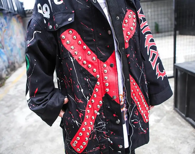 Women Long Coat Autumn Winter Basic Jacket Big size Loose Street Rock Hip Hop Print Jacket European Tide brand Rivet Outerwear
Women Long Coat Autumn Winter Basic Jacket Big size Loose Street Rock Hip Hop Print Jacket European Tide brand Rivet Outerwear